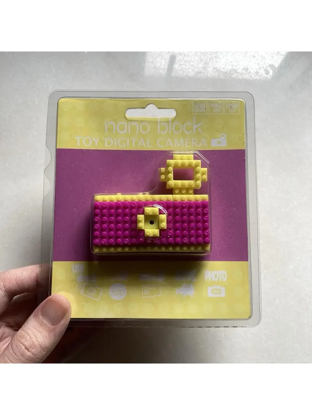 Toy Block Digital Camera Lego Nano Yellow/Pink Purple Mini Keychain